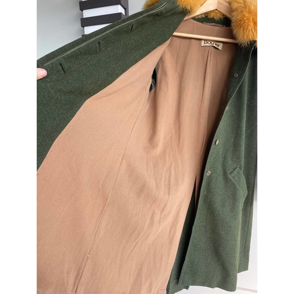 Bogner Green Coat with Orange Fur Collar - Picture 4 of 6